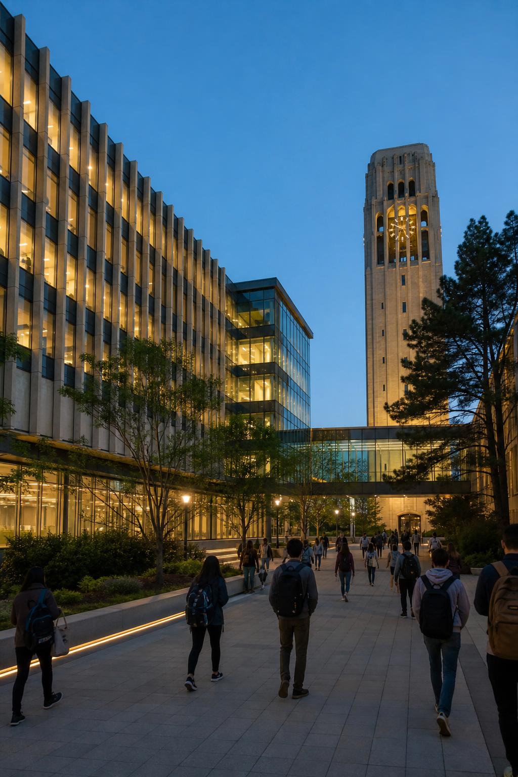 Modern university campuses connected through a global partnership network